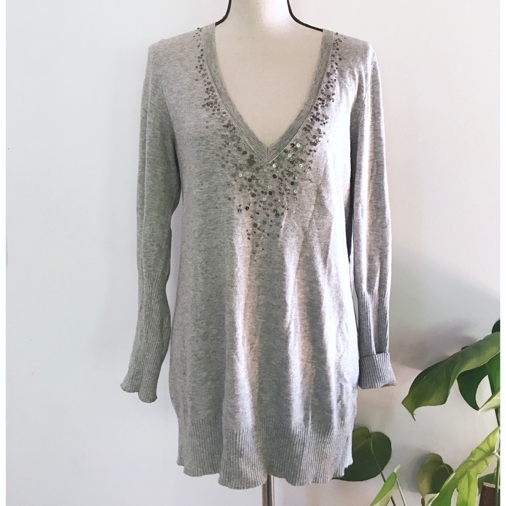 Eileen Fisher Sequin Bead Organic Cotton Pullover​​​​​​